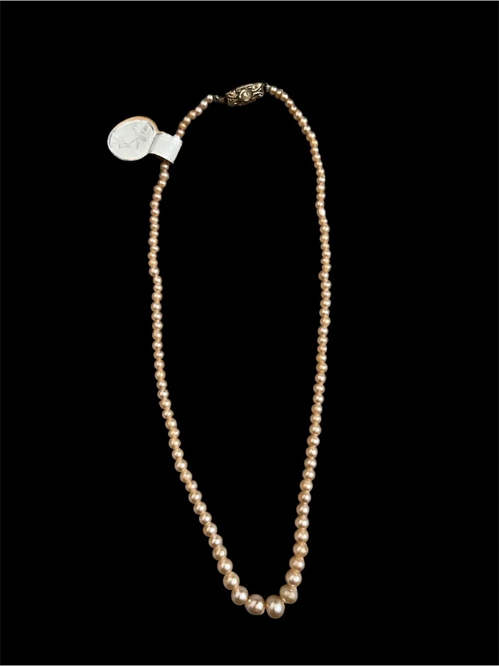Vintage Pearl Champagne Strand Necklace - c 1940s NWT